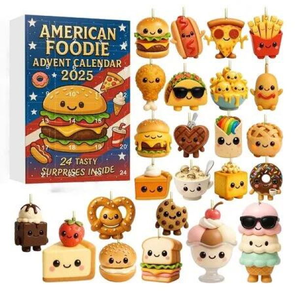 Food Advent Calendar 2025,24-Day Christmas Countdown Box with Cute Food Ornaments,Beautiful and Creative Miniature Gift for Food Lovers