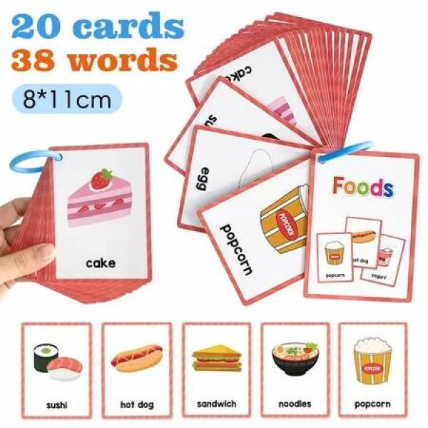 Food Montessori English Word Learning Flash Cards for Kids,Early Educational Flashcards,Classroom Supplies,Teaching Materials For Teachers
