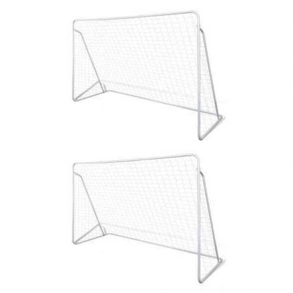 Football Goal Nets Steel 2 Pcs 240x90x150 Cm