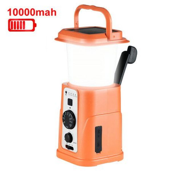 For Camping Portable USB Solar 10000mAh Multifunctional Waterproof Emergency 3 Lighting LED Hand Crank Light AM/FM Radio.