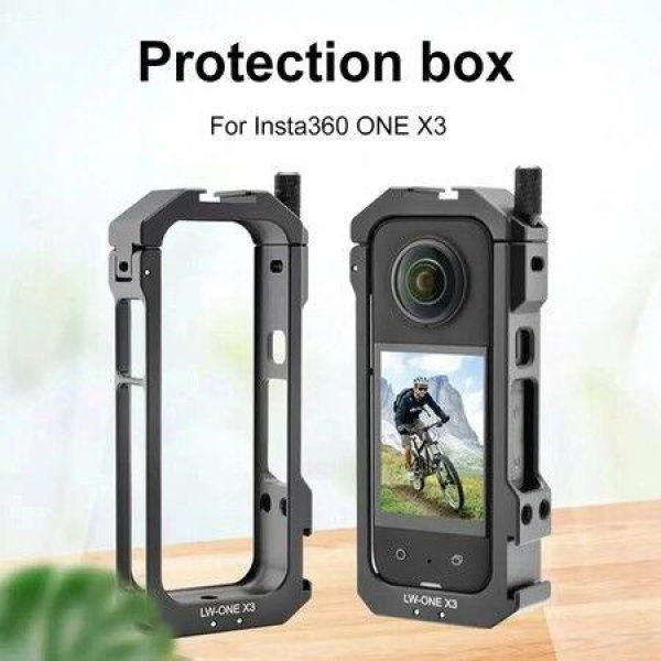 For Insta360 ONE-X3 Video Protective Case Metal Cage Extended Frame With 1/4 Screw Cold Shoe 360 Camera Video Accessories Kits.