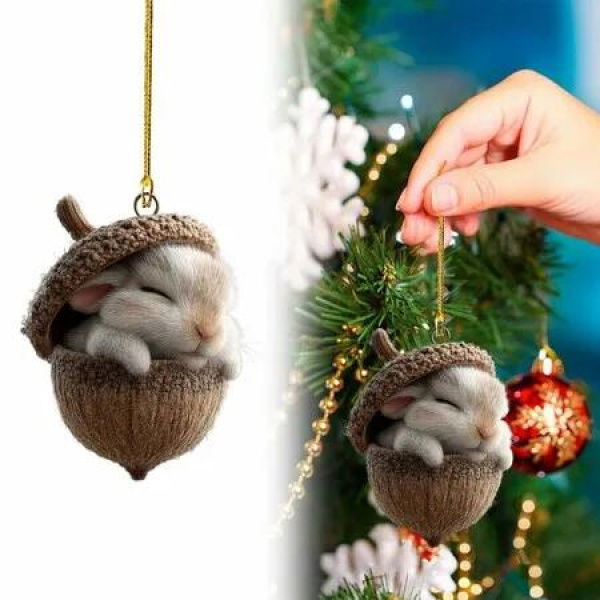Forest Animal Acorn Ornaments Cozy Forest Christmas Ornaments,2026 Pine Cone Animal Decoration,Woodland Creature Hanging Ornament