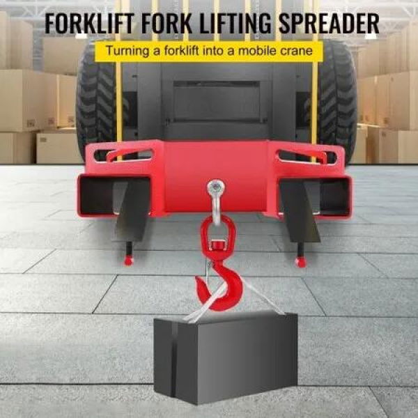 Forklift Lifting Hook 6600lbs Capacity Forklift Lifting Hoist Red Forklift Mobile Crane with Swivel Hook and Two Large T-Screws Hook Forklift Lifting Hoist