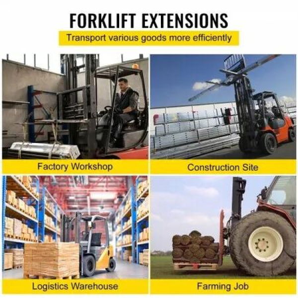 Forklift Pallet Fork Extensions 184cm L x 12.8cm W Forklift Fork Extensions Heavy Duty Steel Pallet Fork Extensions 1 Pair for Forklift Lift Truck