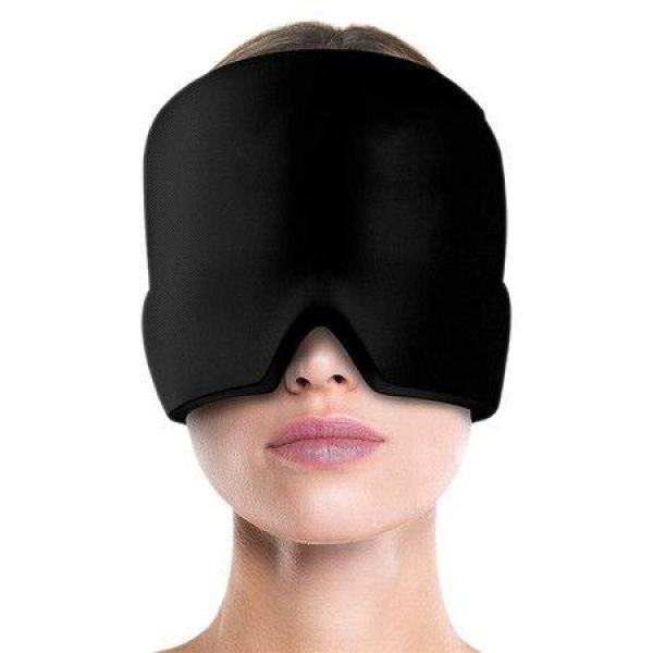 Form Fitting Head Gel Ice Cap Cold Therapy Ice Head Wrap Ice Pack Mask Cold Cap-Black