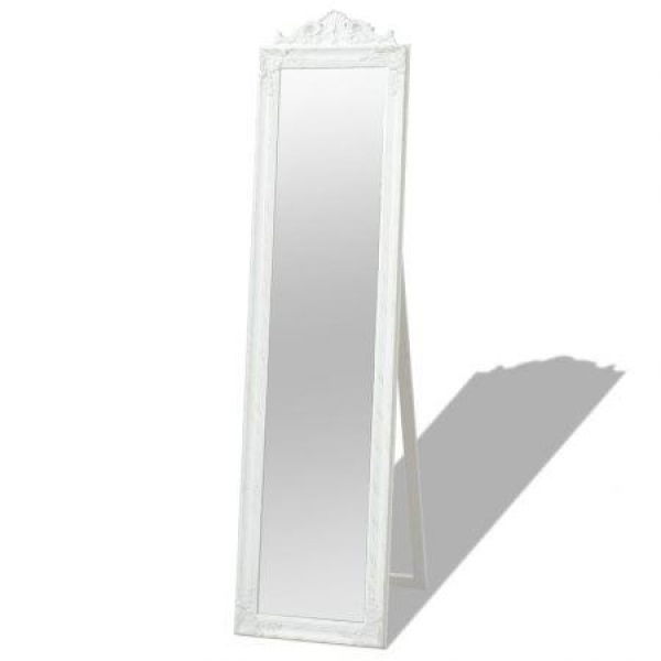 Free-Standing Mirror Baroque Style 160x40 Cm White