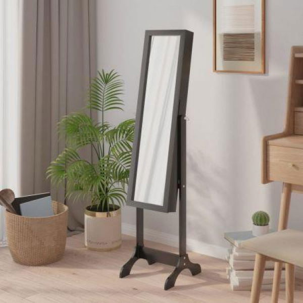 Free-Standing Mirror Black 34x37x146 Cm