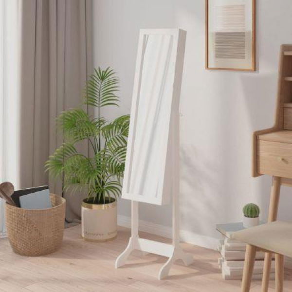 Free-Standing Mirror White 34x37x146 Cm