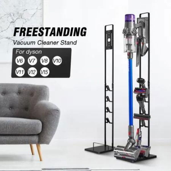 Freestanding Cordless Vacuum Cleaner Metal Stand Rack Hook Black