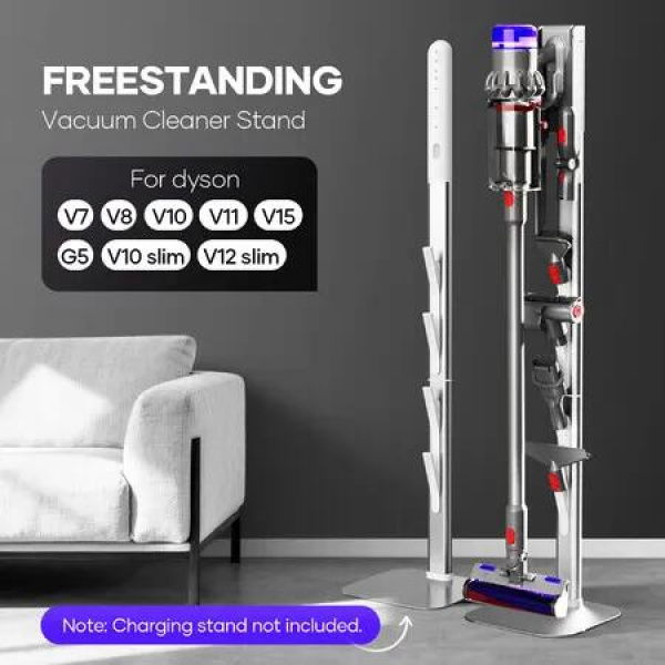 Freestanding Vacuum Cleaner Stand Rack Hook Detect Slim Cordless Stick Cleaning Attachment Storage Holder Metal Base