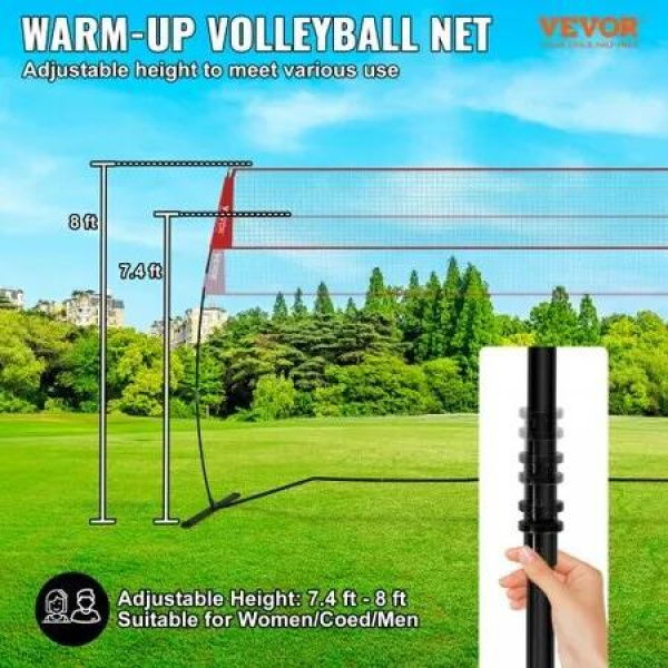 Freestanding Volleyball Training Net Adjustable Height Portable Net System with Carrying Bag Professional Volleyball Practice Trainer