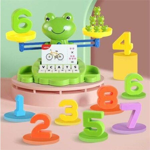 Frog English English Toy Set,Balance Counting Math Toy with Matching Letter Spelling Gamesï¼ŒMath & Cards Learning Preschool Educational Gameï¼ŒGift