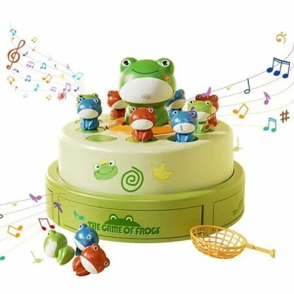 Frog Game Rotating Ejection Toy, Catching 10 Mini Frogs Bounce to Develop Children's Reaction Ability, Suitable for Kids 3+ Years Old Learn Toys