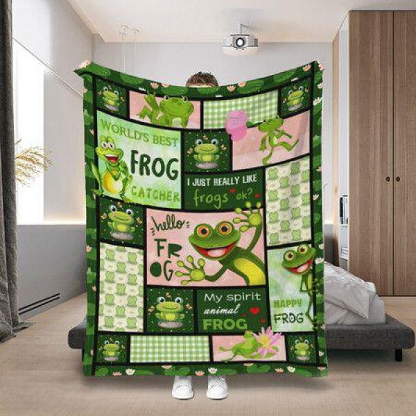 Frog Stuff For Girls Frog Fleece Blanket Christmas Birthday Flannel Blanket Soft Cozy Gifts For Frog Lovers (130X150CM)