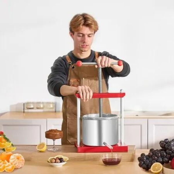 Fruit Wine Press Manual Press for Wine Making 1.6 Gal/6L Stainless Steel