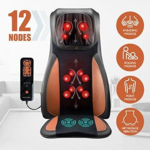 Full Body Massage Cushion Shiatsu Neck Back Massager Chair Pad Car Massaging Seat-Orange