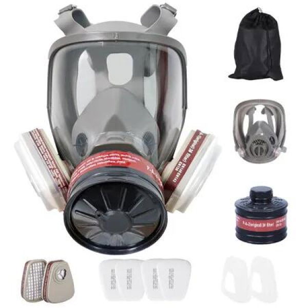 Full Face Gas Mask, Gas Masks Survival and Chemical with 40mm Activated Carbon Filter for Gases, Vapors, Dust, Chemicals