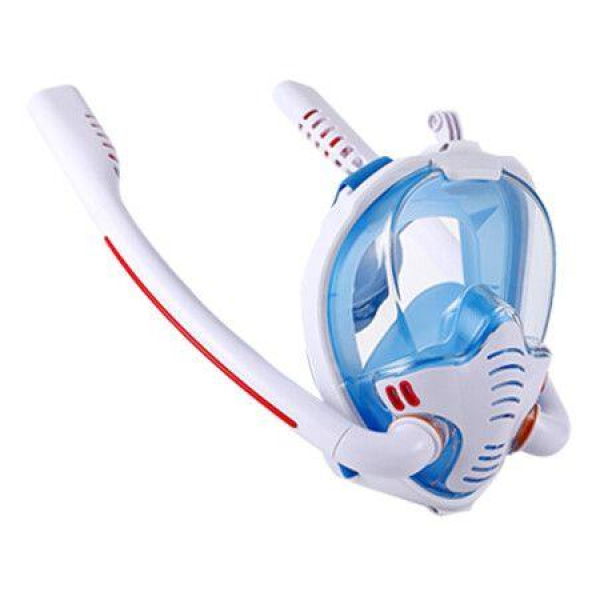 Full-Face Silicone Snorkel Mask For Men Women Adults Youth Use (Size L/XL) - White.