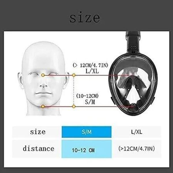 Full Face Snorkel Mask for and Youth (Size L/XL) - Silicone - White - Wide Field of View, Easy Breathing, No Fogging