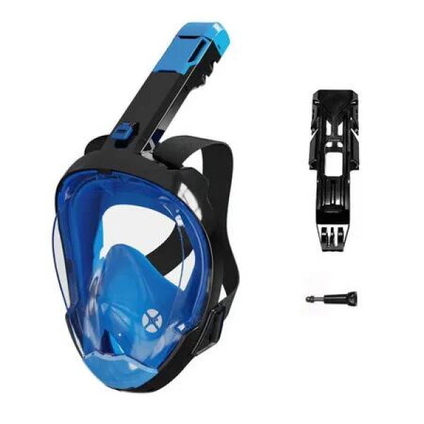 Full Face Snorkel Mask for Women Men with Dry Top System 180 Degree Panoramic View Snorkeling Gear with Camera Mount Blue L/XL