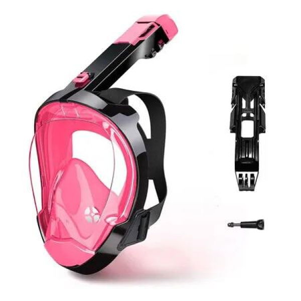 Full Face Snorkel Mask for Women Men with Dry Top System 180 Degree Panoramic View Snorkeling Gear with Camera Mount Pink S/M