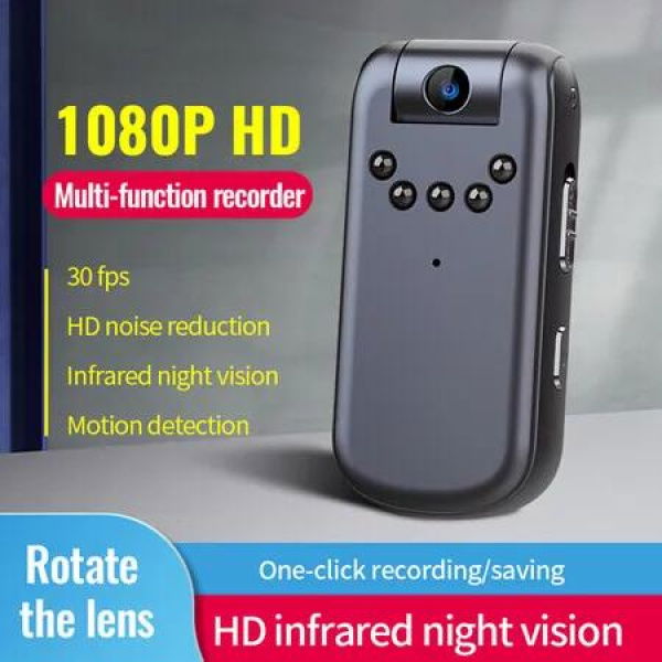 Full HD 1080P Mini Camera 180 Degree Rotating Lens IR Night Vision Body Camcorder DV Voice Recorder with 16 GB Card