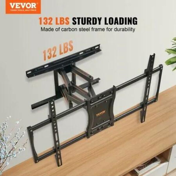 Full Motion TV Mount Fits for Most 37-75 inch TVs, Swivel Tilt Horizontal Adjustment TV Wall Mount Bracket with 4 Articulating Arms, Max VESA 600x400mm, Holds up to 132 lbs