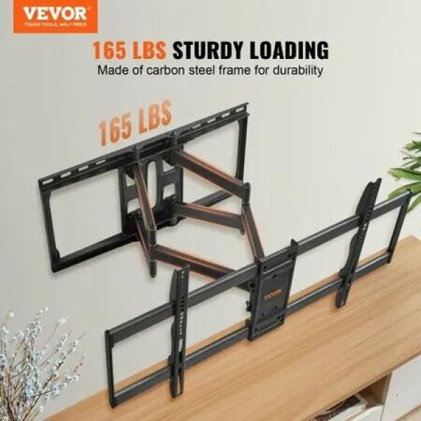 Full Motion TV Mount Fits for Most 37-90 inch TVs, Swivel Tilt Horizontal Adjustment TV Wall Mount Bracket with 4 Articulating Arms, Max VESA 600x400mm, Holds up to 165 lbs