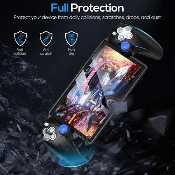 Full Protection Case for PlayStation Portal Controller: Non-Slip Grip, Silicone Soft Grip Thumb Grips (Black)