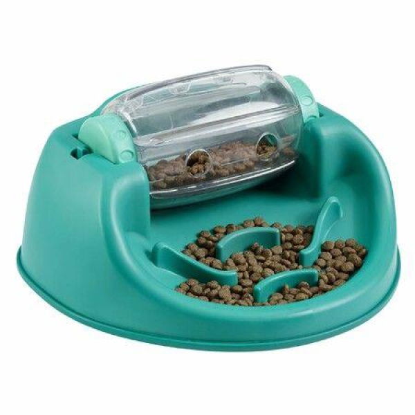 Functional Pet Bowl Spin N Eat Dog Food Puzzle Feeder-Green