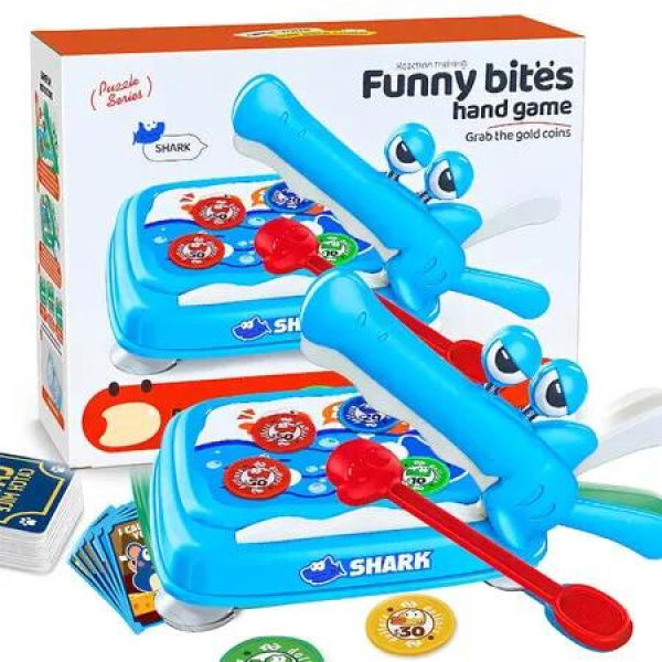 Funny Bite's Hand Game, Fast Reflex Training for Teens and Men Women, Party Games with Animal Design, Multiple Challenge Modes, and Portable Storage, Blue