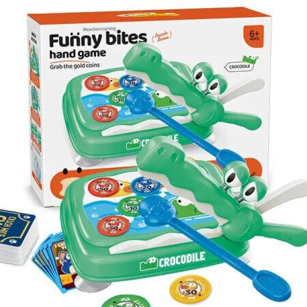 Funny Bite's Hand Game, Fast Reflex Training for Teens and Men Women, Party Games with Animal Design, Multiple Challenge Modes, and Portable Storage, Green