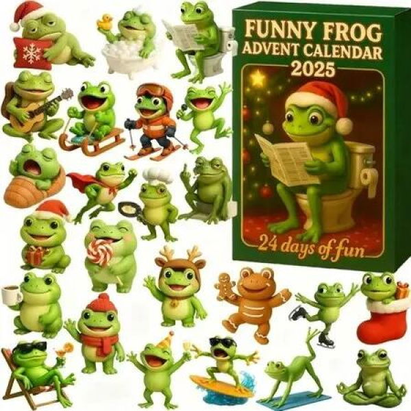 Funny Frog Advent Calendar 24DAYS Christmas TREE Collectable Advent Calendar Blind Box 2D Flat Acrylic Ornament Countdown Christmas Girls Gift Ver.B
