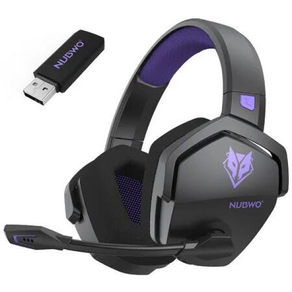G06 Dual Wireless Gaming Headset with Microphone for PS5, PS4, PC, Low Latency Audio, 40-Hour of Playtime, 50mm Drivers (Black-Purple)