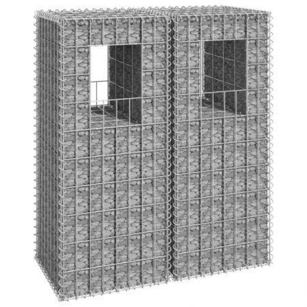 Gabion Basket Posts 2 Pcs 40x40x100 Cm Iron