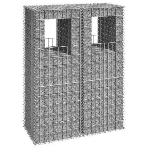 Gabion Basket Posts 2 Pcs 50x50x140 Cm Iron