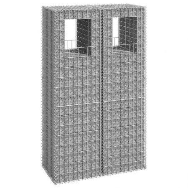 Gabion Basket Posts 2 Pcs 50x50x180 Cm Iron