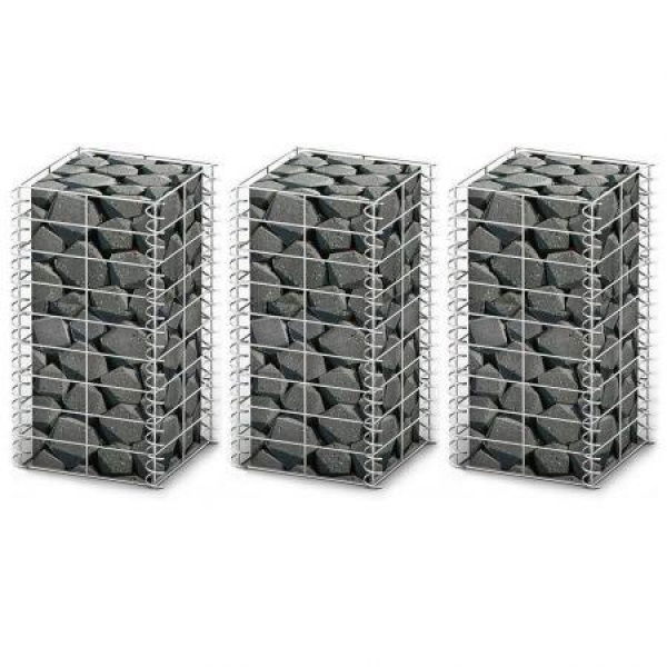 Gabion Set 3 Pcs Galvanised Wire 25x25x50 Cm