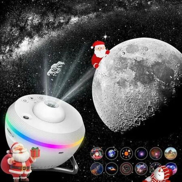 Galaxy Projector for Bedroom, 13 in 1 Star Projector for Kids, Space Projector with Milky Way Solar System Constellation Adjustable Knob Timed (White)