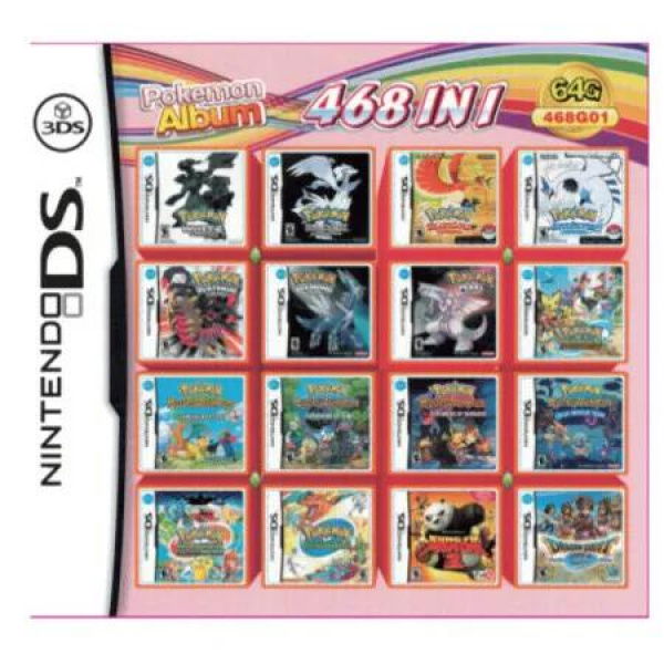 Game Cartridge 468 in 1 DS Super Combo Pack NDSL NDSi 3DS 2DS Multicart Compilation Portable Gaming Entertainment