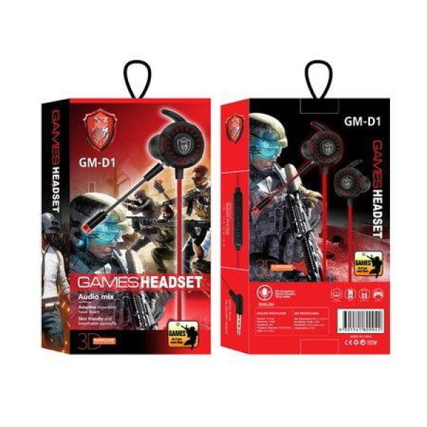 Game Earphone With Dual Mics 3.5mm Universal Wired In-Ear Earphone Noise Reduction Color: Red.