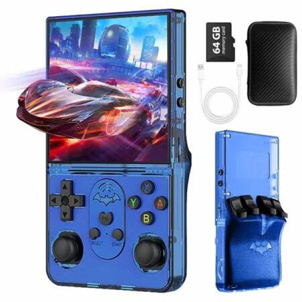 Game Handheld Console 4inch IPS Screen Portable Video Console 128G 20000+ Games 3D Dual Joystick Rear Buttons Purple