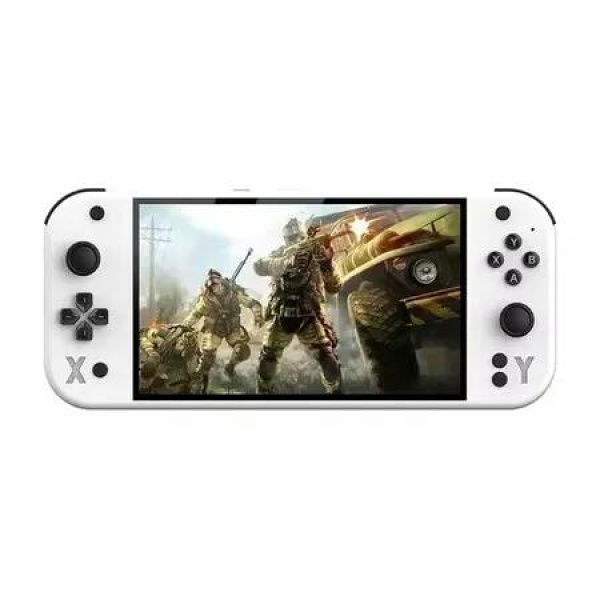 Game Handheld Console 7inch Portable Video Console 64G 8000+ Games HD Output Support Dual controllers 3D joystick White
