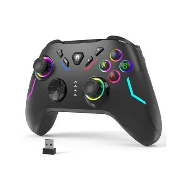 Gaming Controller Wireless PC Switch Steam Deck Gamepad 9 Colour LED Turbo Vibration Headphone Jack 2.4G Windows 7-11 Joystick Mid Range