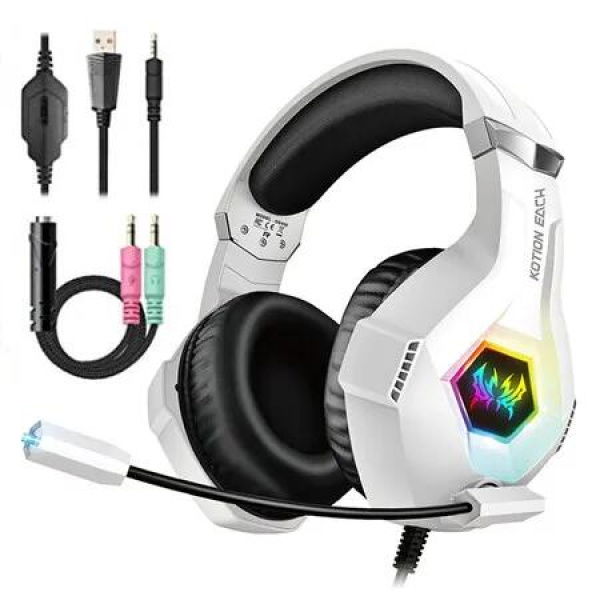 Gaming Headset for PC, Ps4, Ps5, Headset with 7.1 Surround Sound, Gaming Headphones with Noise Cancelling Mic RGB Light