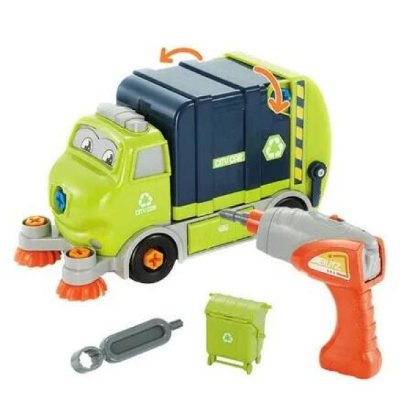 Garbage Truck Toys with Electric Motor Trash Truck Toy Sets,Take Apart Toys with Electric Drill for Boys Girls 3+ Years Old