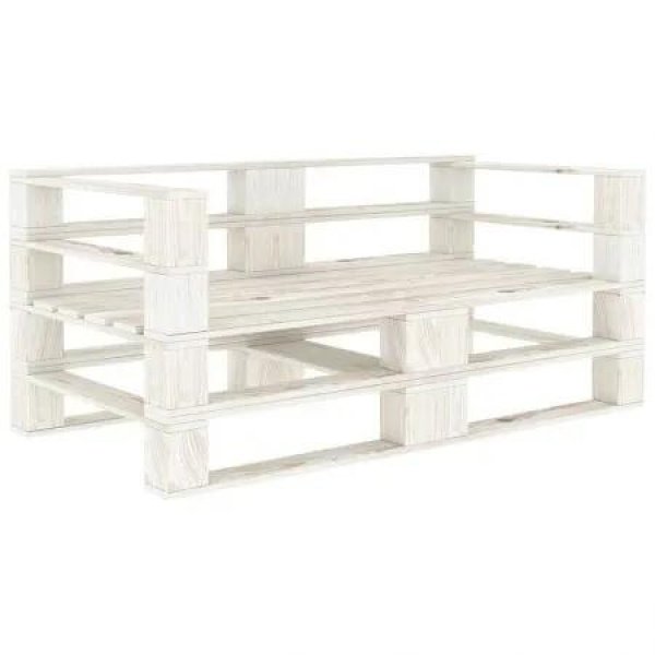 Garden 2-Seater Pallet Sofa White Solid Pinewood