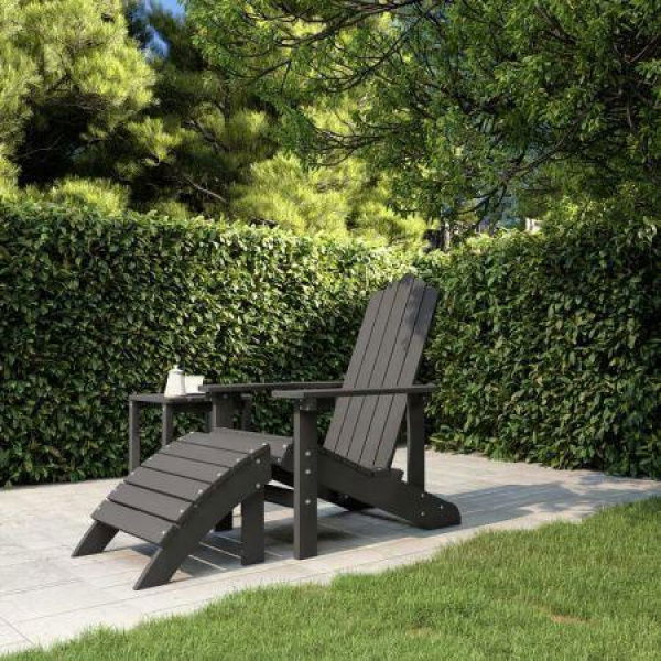 Garden Adirondack Chair With Footstool HDPE Anthracite