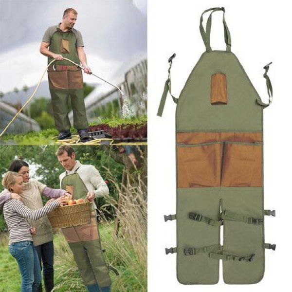 Garden Apron With Pockets Adjustable Neck And Waist Straps For Gardening Carpentry Lawn Care Women Men Workers