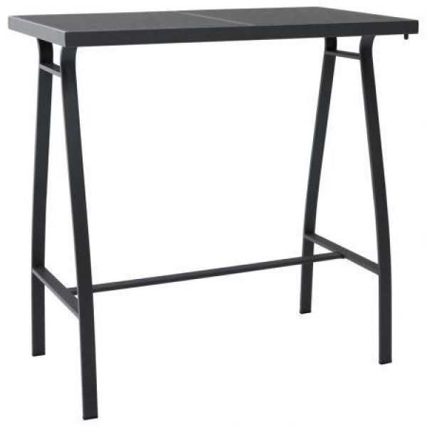 Garden Bar Table Black 110x60x110 Cm Tempered Glass